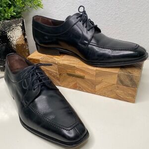 MEZLAN Hundley II 12801 Mens Black Leather Apron Toe Lace Up Oxford Size 8.5M‎